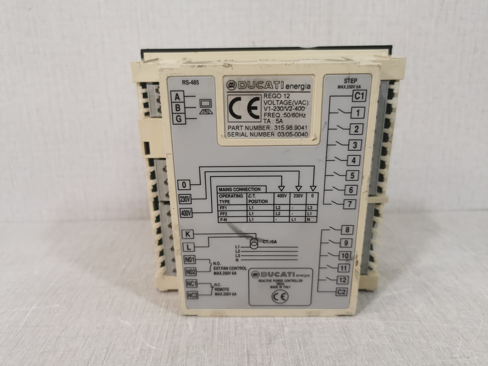 Ducati Energia REGO-12 DUCATI Energia REGO 12 Reactive Power Controller 4