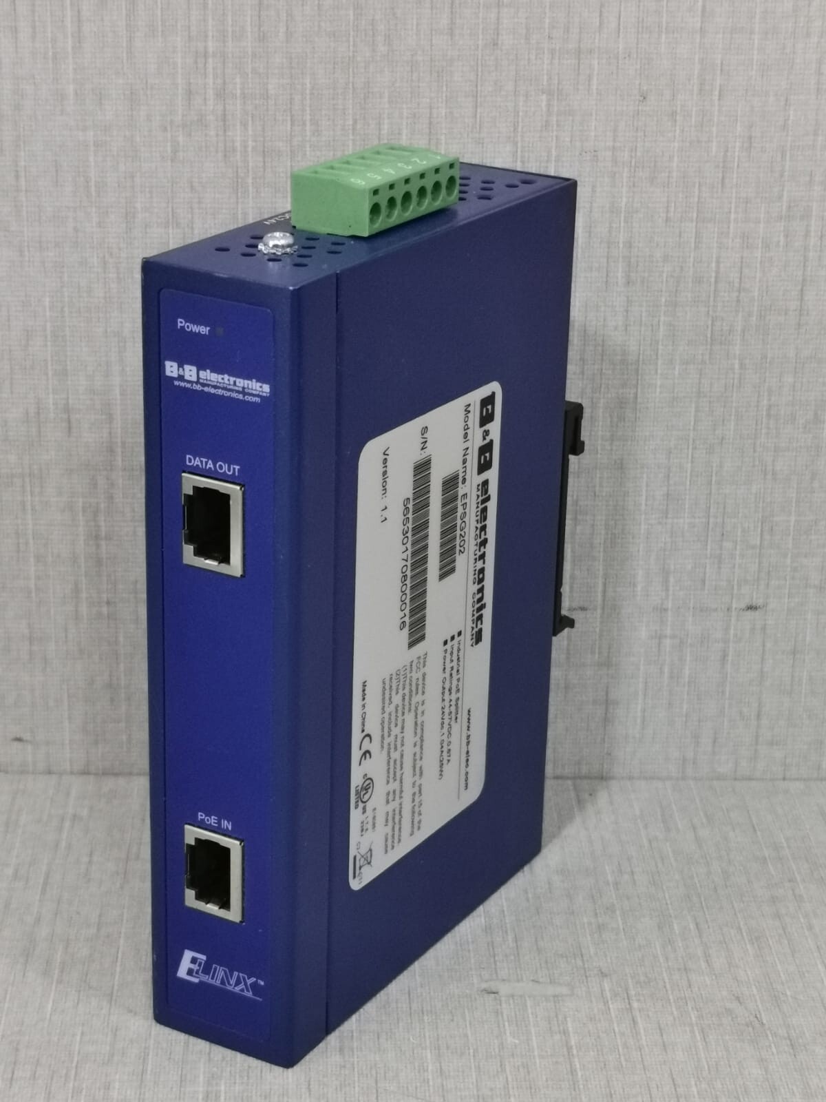 B&B ELECTRONICS EPSG202/V.1.1 B&B electronics EPSG202/V.1.1 - GIGABIT POE SPLITTER 10