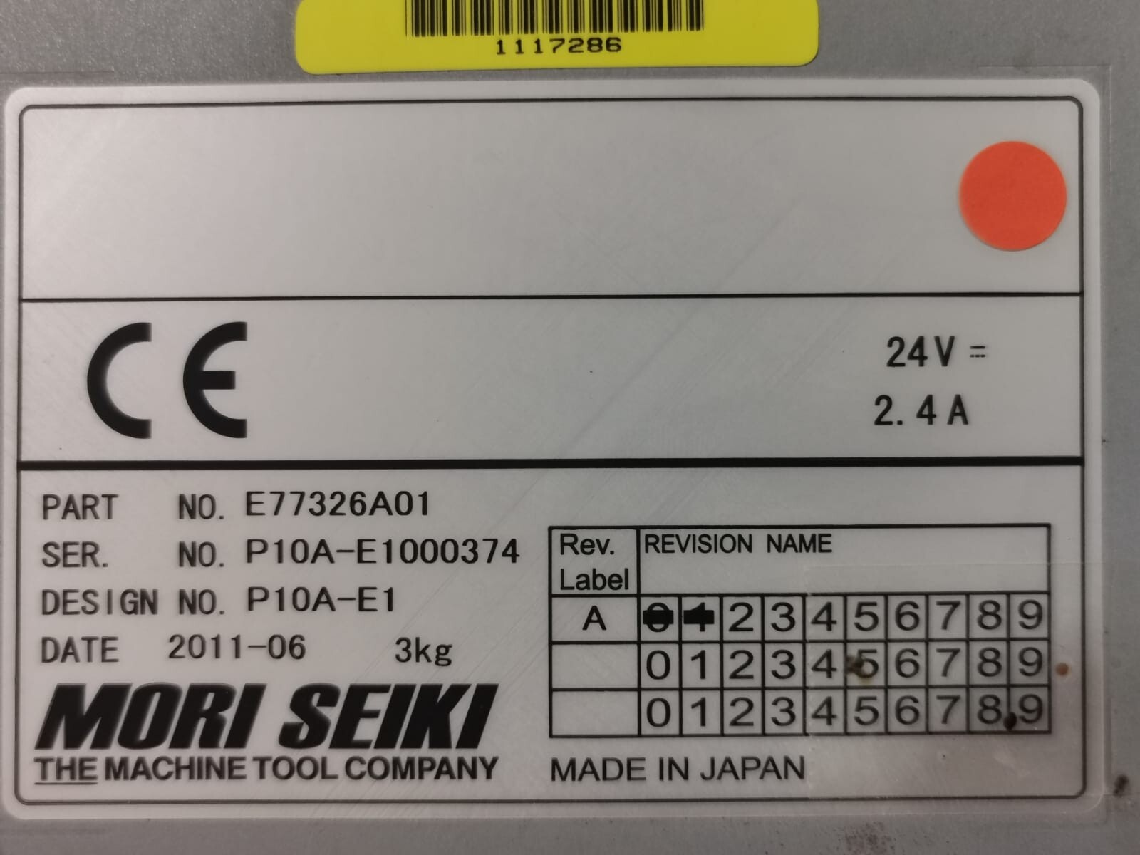 UNKNOWN E77326A01/24V MORI SEIKI M730BM- E77326A01/24V -2.4 A 10