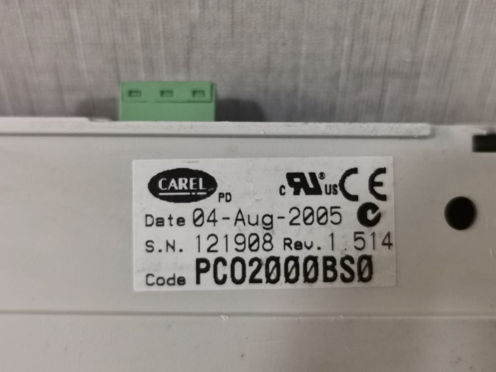 Carel PC02000BS0 CAREL PC02000BS0 CONTROLLER REV.1.514 3
