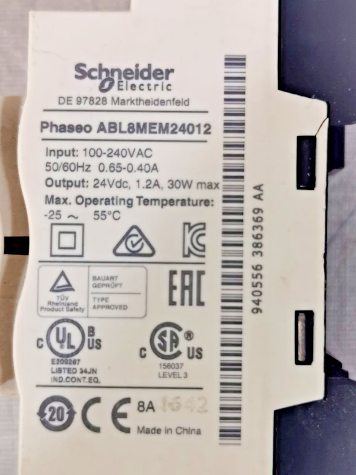 Schneider Electric ABL8MEM24012 SCHNEIDER ABL8MEM24012 Regulated Switch Power Supply 100-240VAC 3