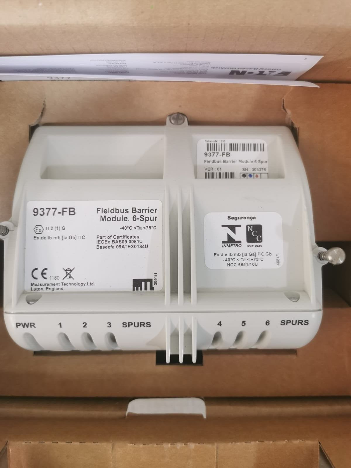 Eaton 9377-FB Eaton 9377-FB / 9377FB VER.01 Fieldbus Barrier Module 6-Spur 3