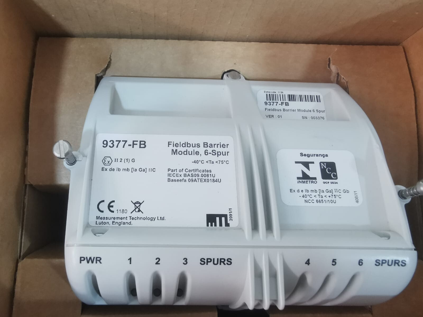 Eaton 9377-FB Eaton 9377-FB / 9377FB VER.01 Fieldbus Barrier Module 6-Spur 6