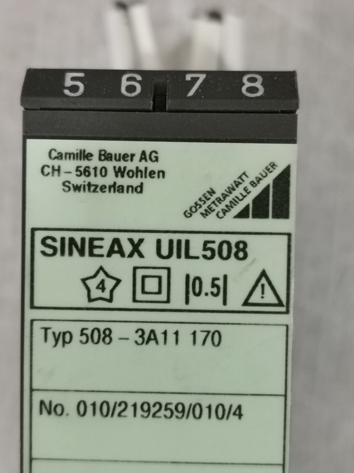 CAMILLE BAUER UIL508 508-3A11 170 CAMILLE BAUER AG SINEAX UIL508 508-3A11 170 TRANSDUCERS 230V 2