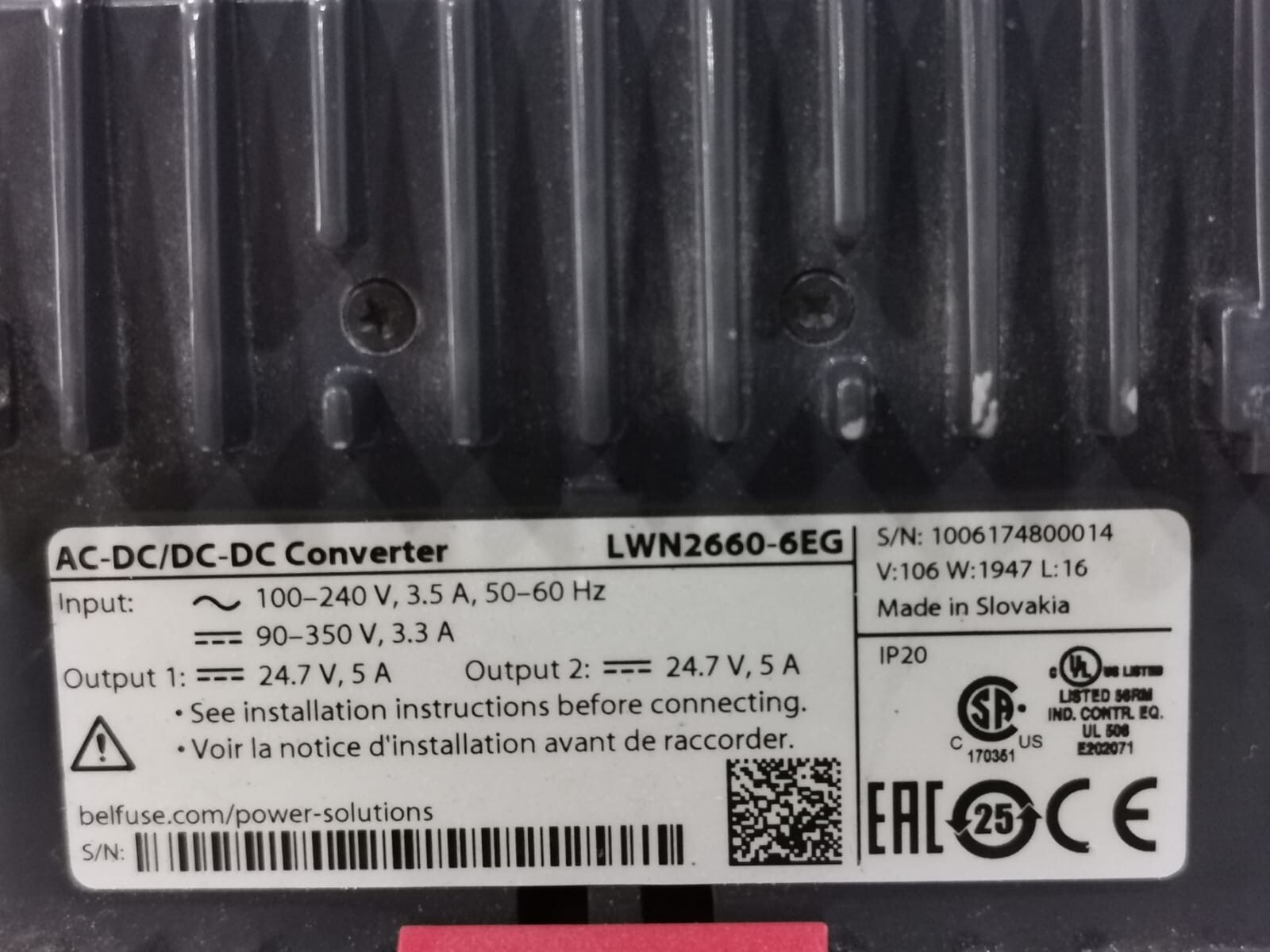 MELCHER LWN2660-6EG MELCHER POWER ONE CONVERT SELECT LWN2660-6EG / AC-DC ~ DC-DC Converter 4