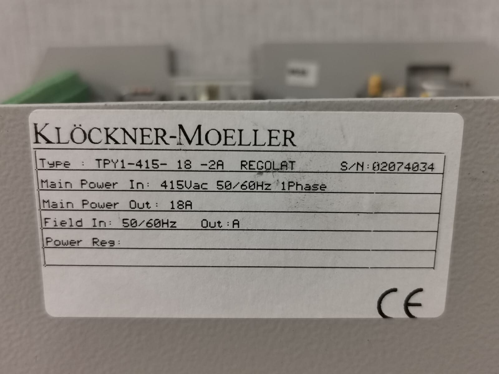 Klöckner Moeller TPy1-415-18-2A Klockner Moeller Type: TPy1-415-18-2A Armature Converter Regulator 2
