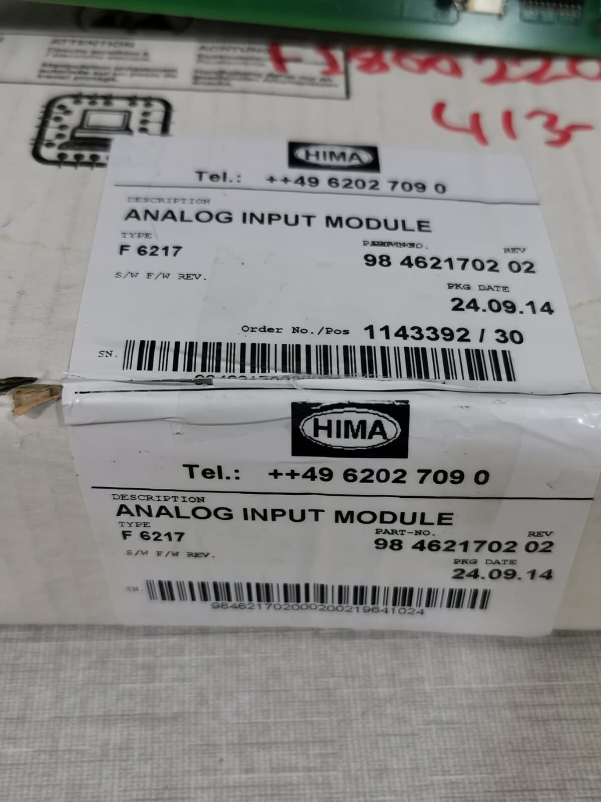 HIMA REV-02 HIMA F 6217 ANALOG INPUT MODULE 984621702 REV 02 10