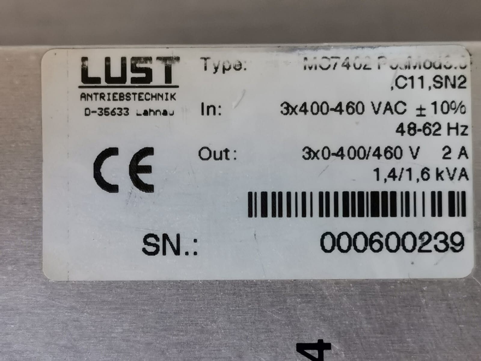LUST MC7402 LUST MC7402 POSMOD3.0 Servo Drive & DENTS 3