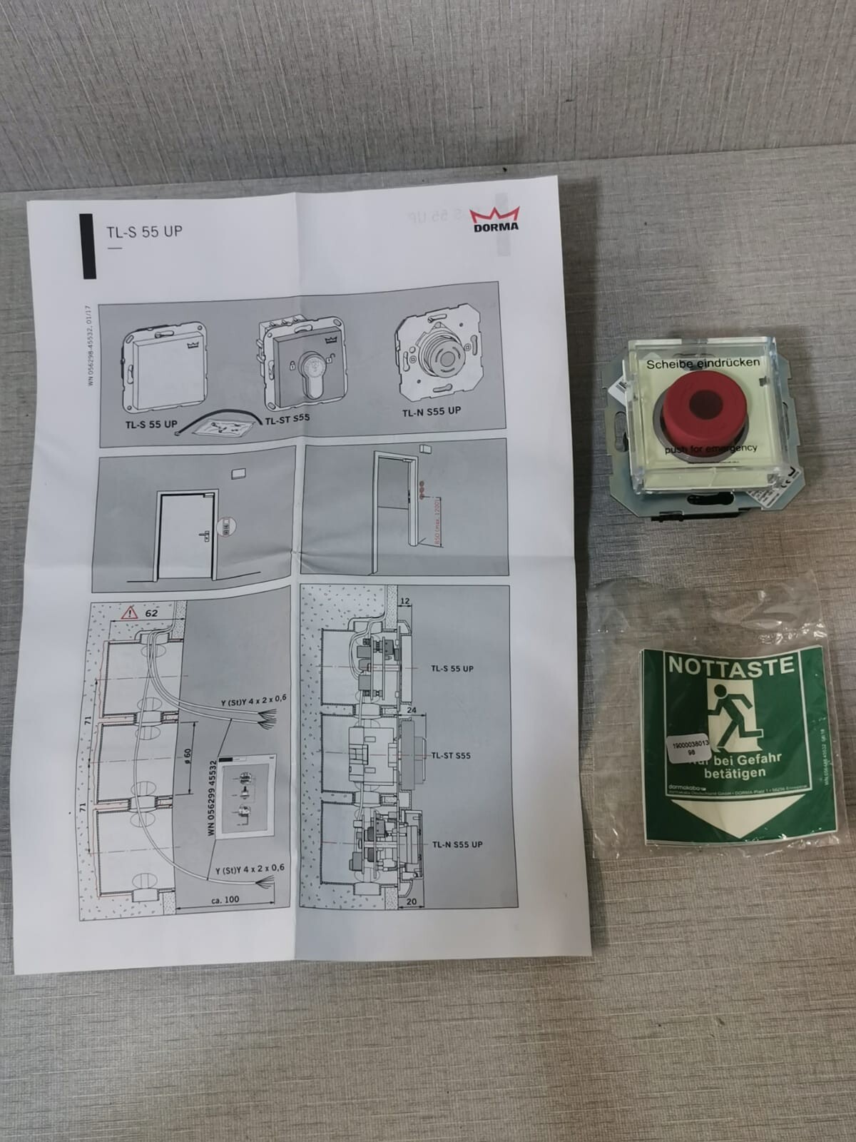 DORMAKABA TL-N S 55 UP Nottaster System 55 Emergency Push Button