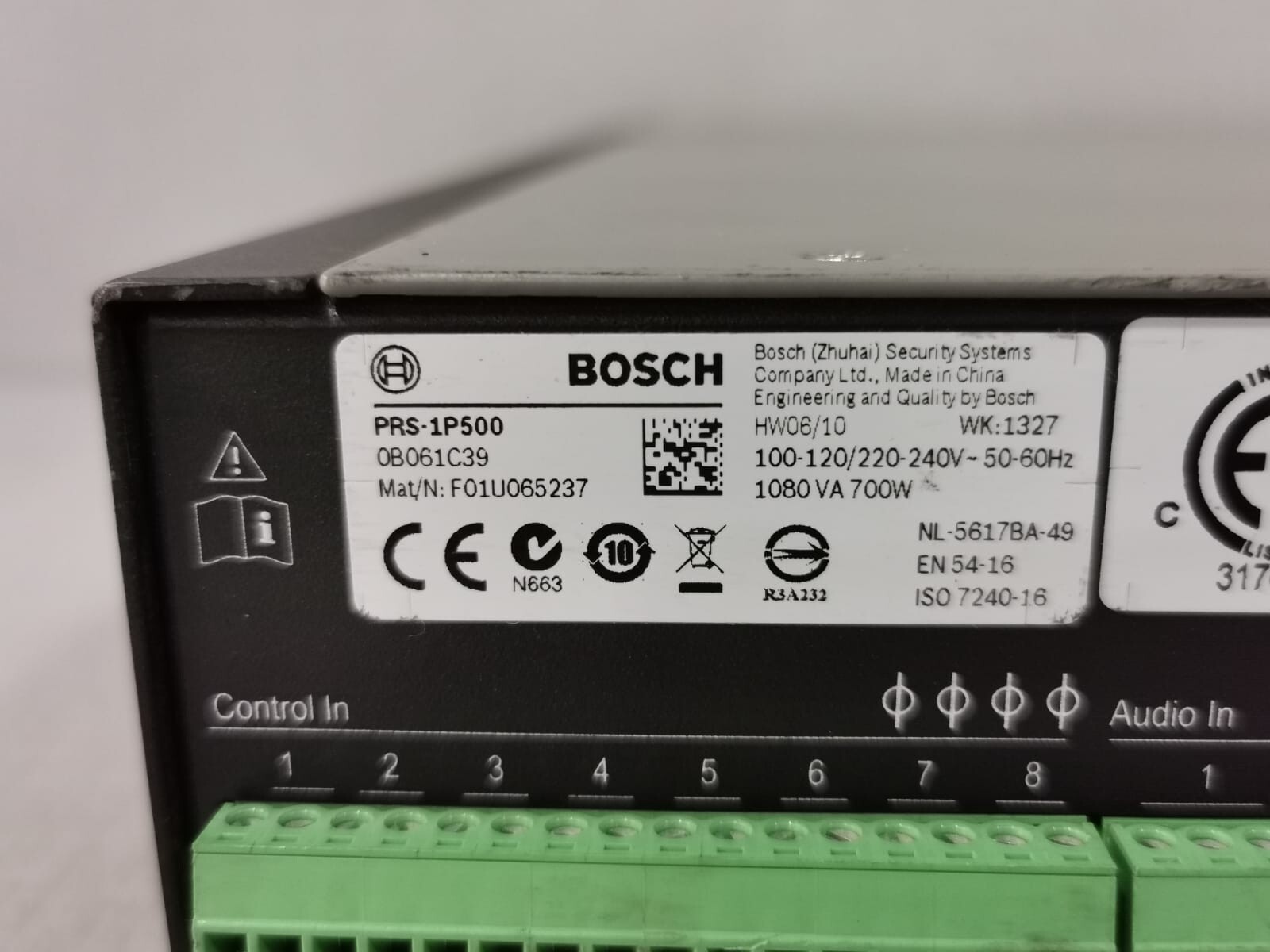 BOSCH PRS-1P500 BOSCH PRS-1P500 / F01U065237 POWER AMPLIFIER HW 06/10 100-120/220-240V 7