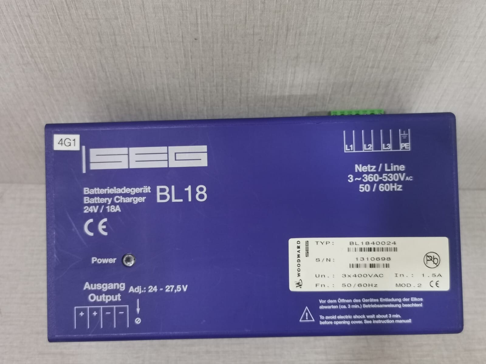 WOODWARD SEG BL18/BL1840024 -3X400VAC | IN 1.5A MOD.2 BATTERY CHARGER