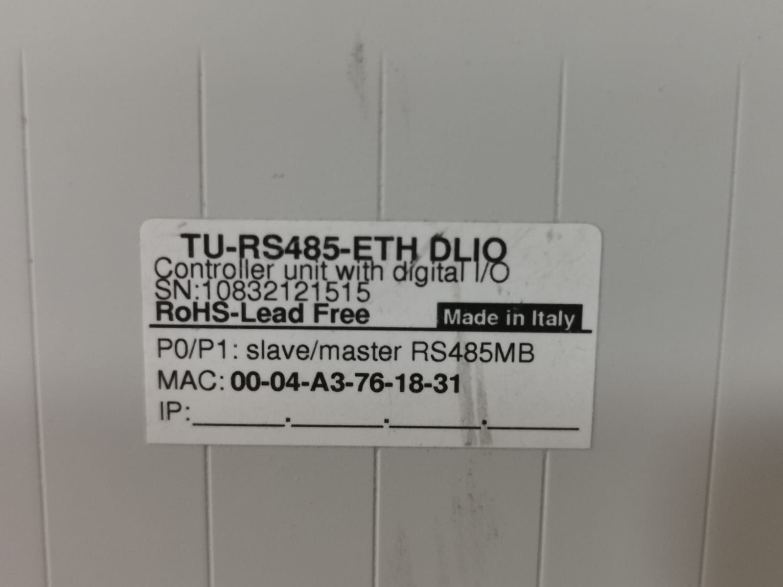 CD AUTOMATION TU-RS485-ETH CD AUTOMATION TU-RS485-ETH DLIO PROGRAMMABLE CONTROLLER 6