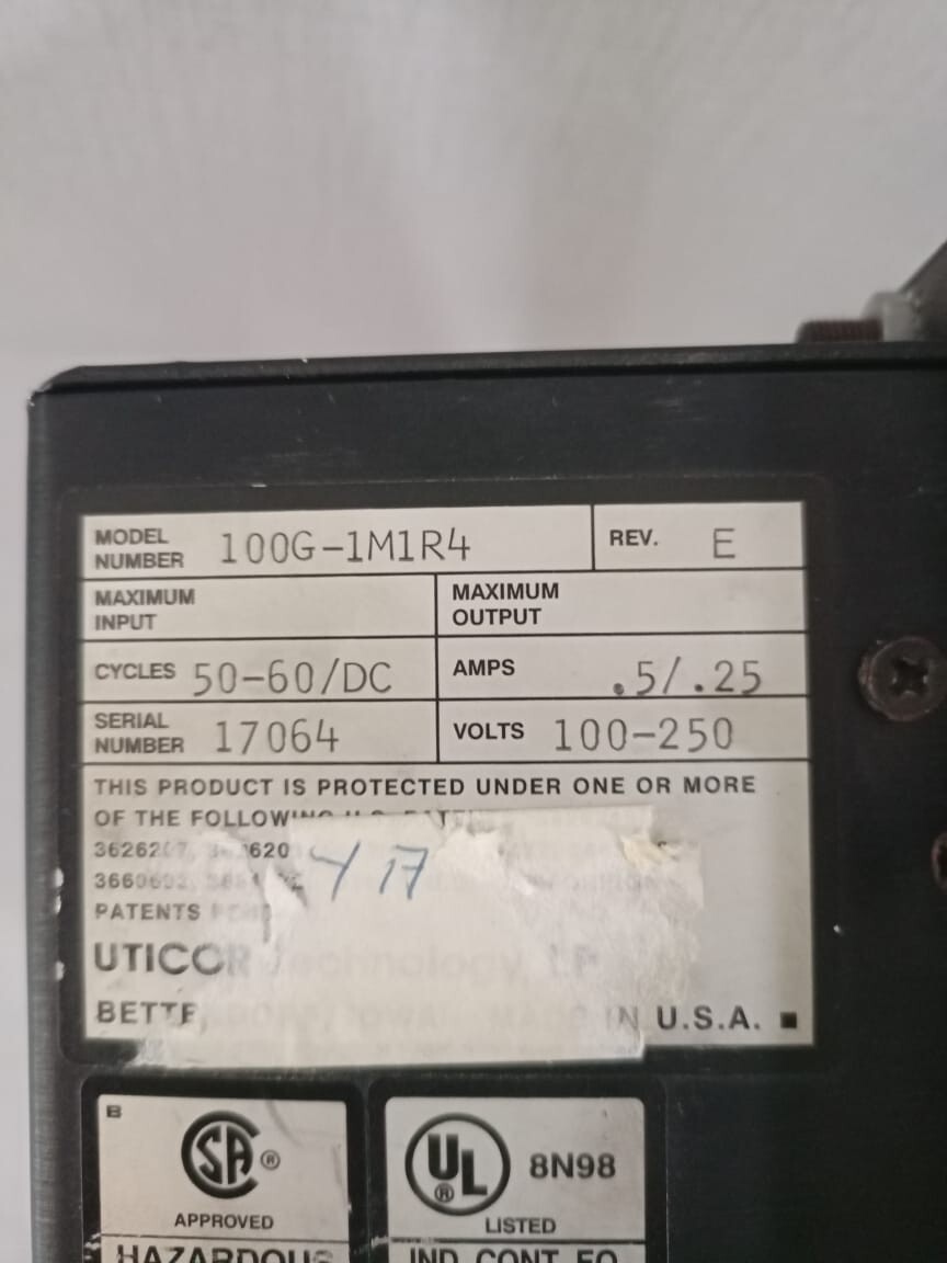 Uticor 100G-1M1R4 UTICOR Technology Power panel 100G-1M1R4 Rev. E Rev G.6 50/60 DC 4