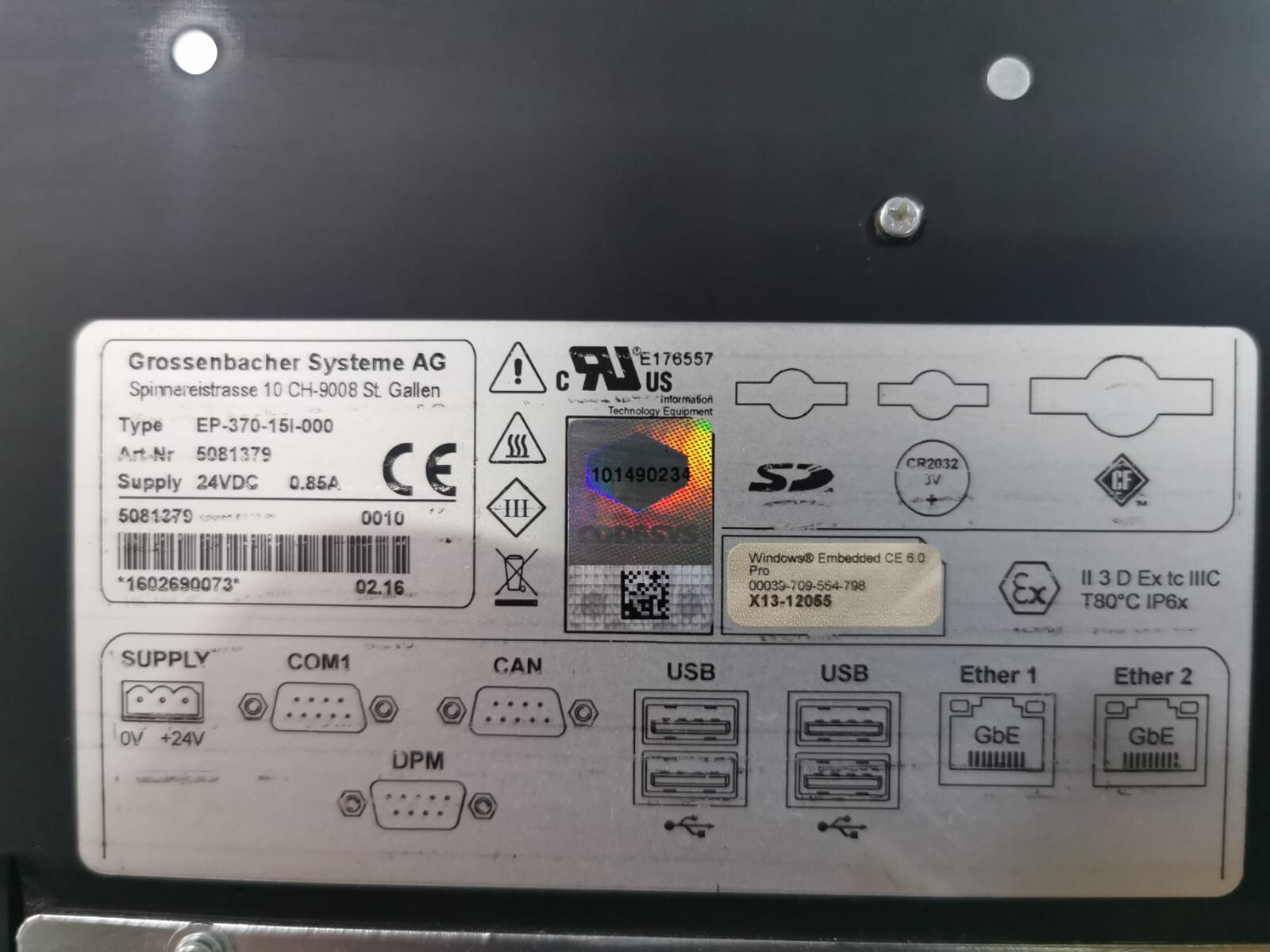 Grossenbacher Systeme EP-370-151-000 Grossenbacher Systeme AG Touch Panel EP-370-151-000 5