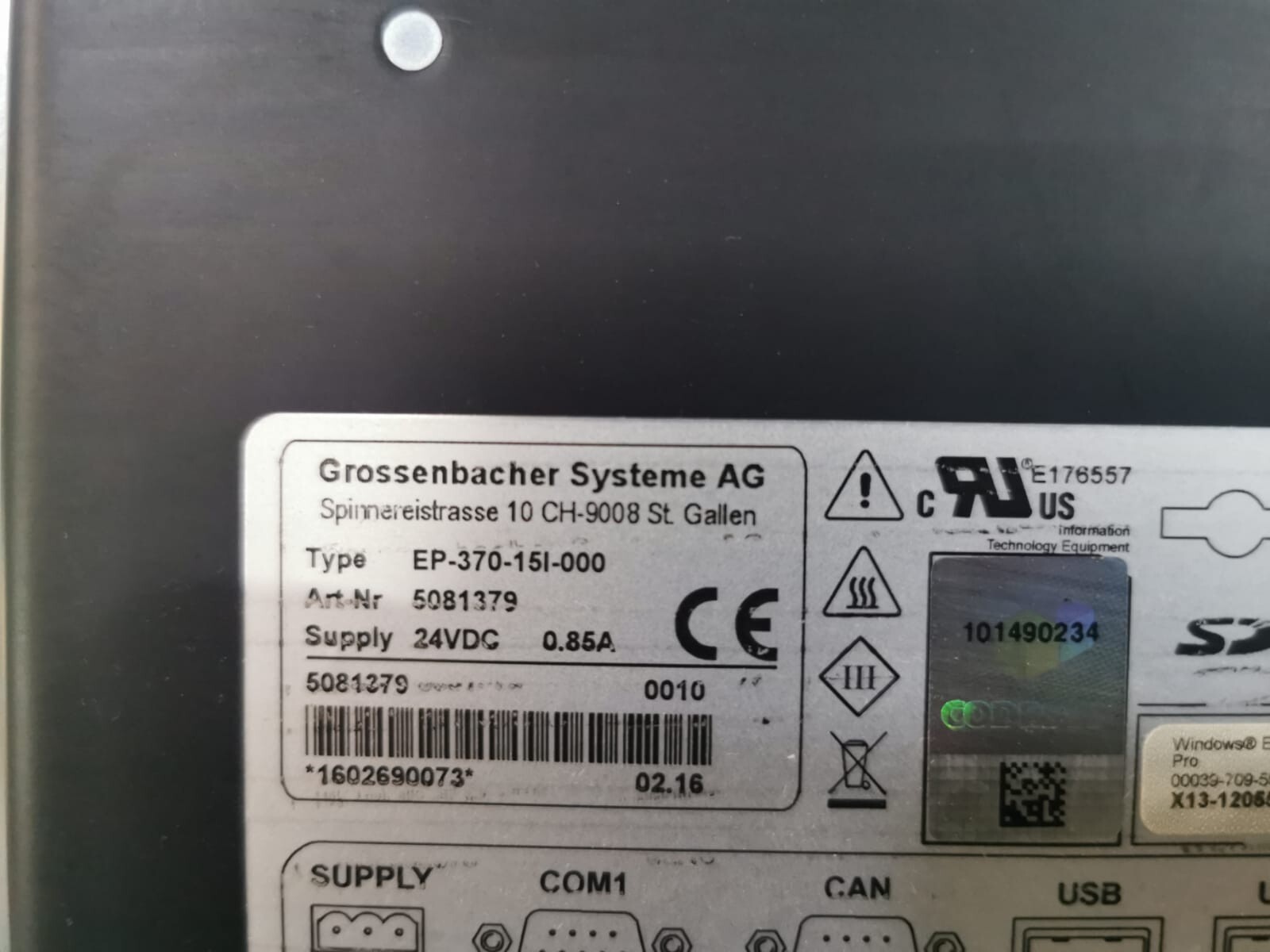 Grossenbacher Systeme EP-370-151-000 Grossenbacher Systeme AG Touch Panel EP-370-151-000 6