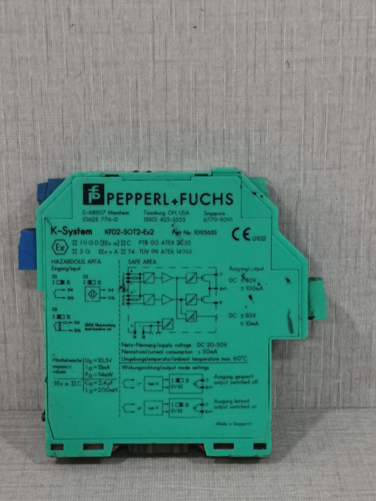 PEPPERL+FUCHS KFD2-SOT2-Ex2 109563s K-SYSTEM SWITCH AMPLIFIER