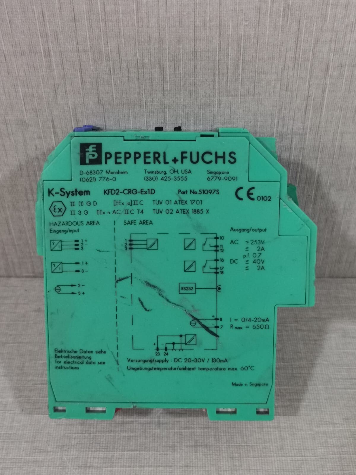 PEPPERL+FUCHS KFD2-CRG-Ex1.D 51097S K-SYSTEM Safety Barrier