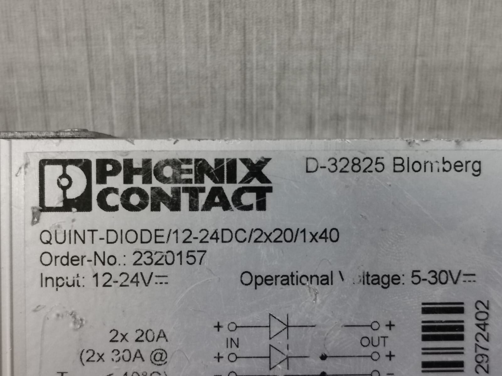 Phoenix Contact DIODE-12 Phoenix Quint-Diode 12-24DC/2 x 20/1 x 4 Power Supply 5