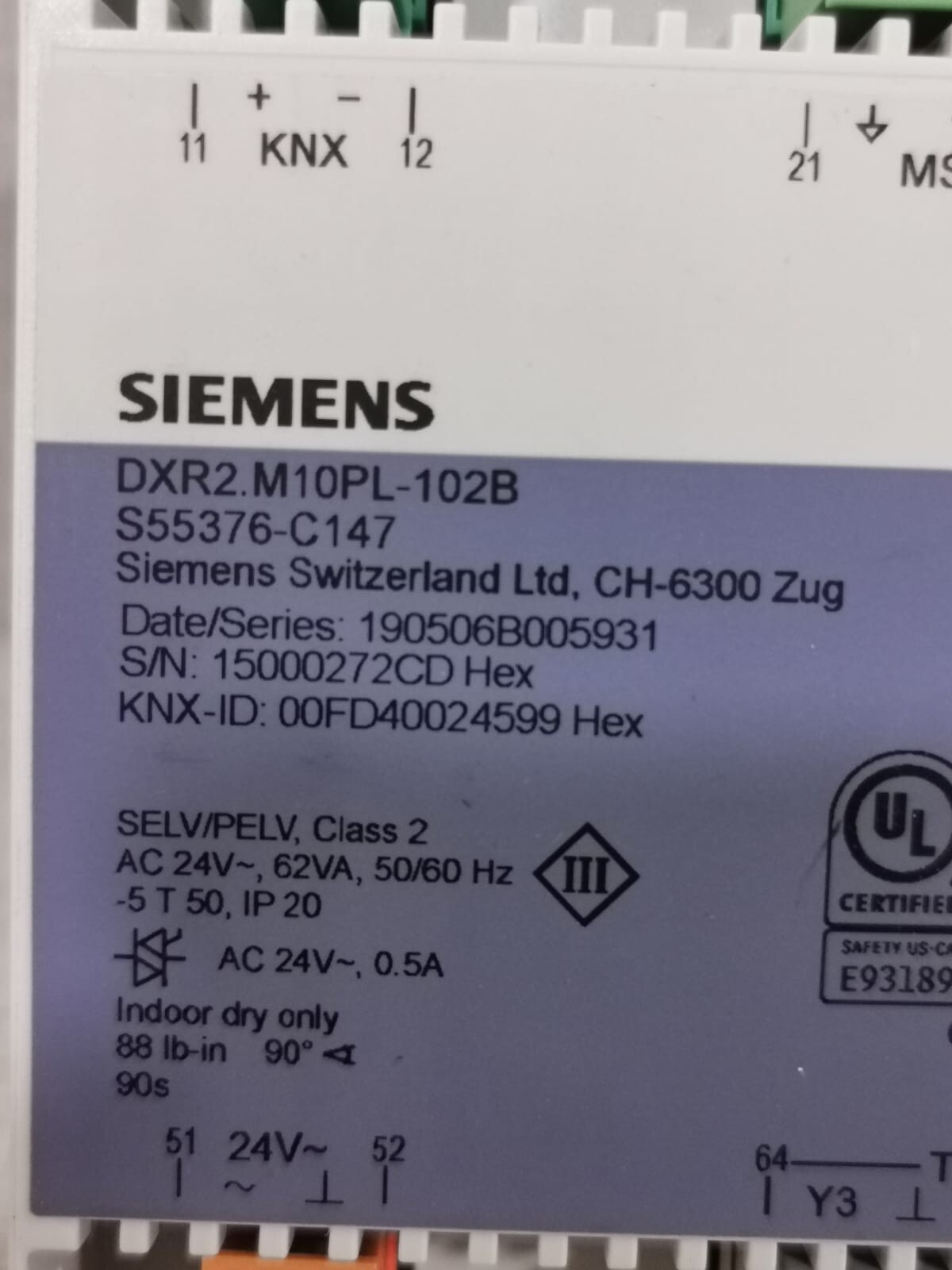 Siemens M10PL-102B SIEMENS DXR2.M10PL-102B S55376-C147 COMPACT ROOM AUTOMATION 3