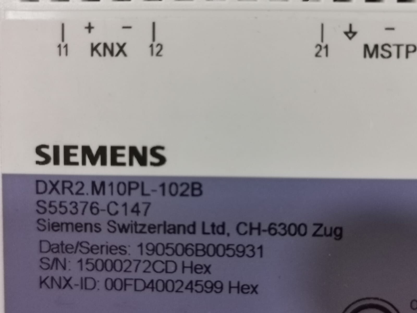 Siemens M10PL-102B SIEMENS DXR2.M10PL-102B S55376-C147 COMPACT ROOM AUTOMATION 4