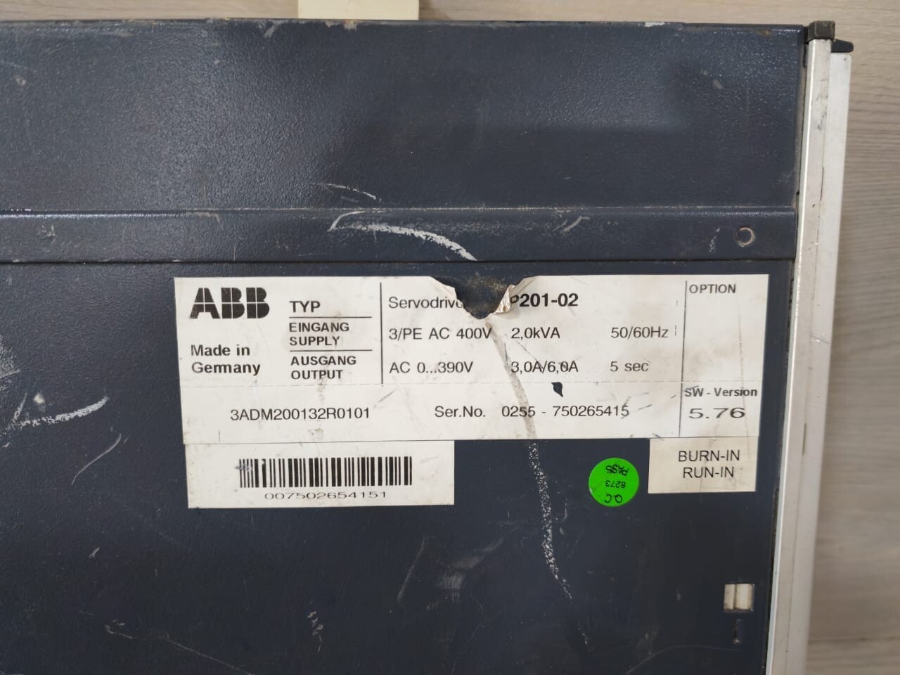 ABB ACP201-02 ABB ACP201-02 3ADM200132R0101 SW VER.5.76 SERVO DRIVE 400V 6