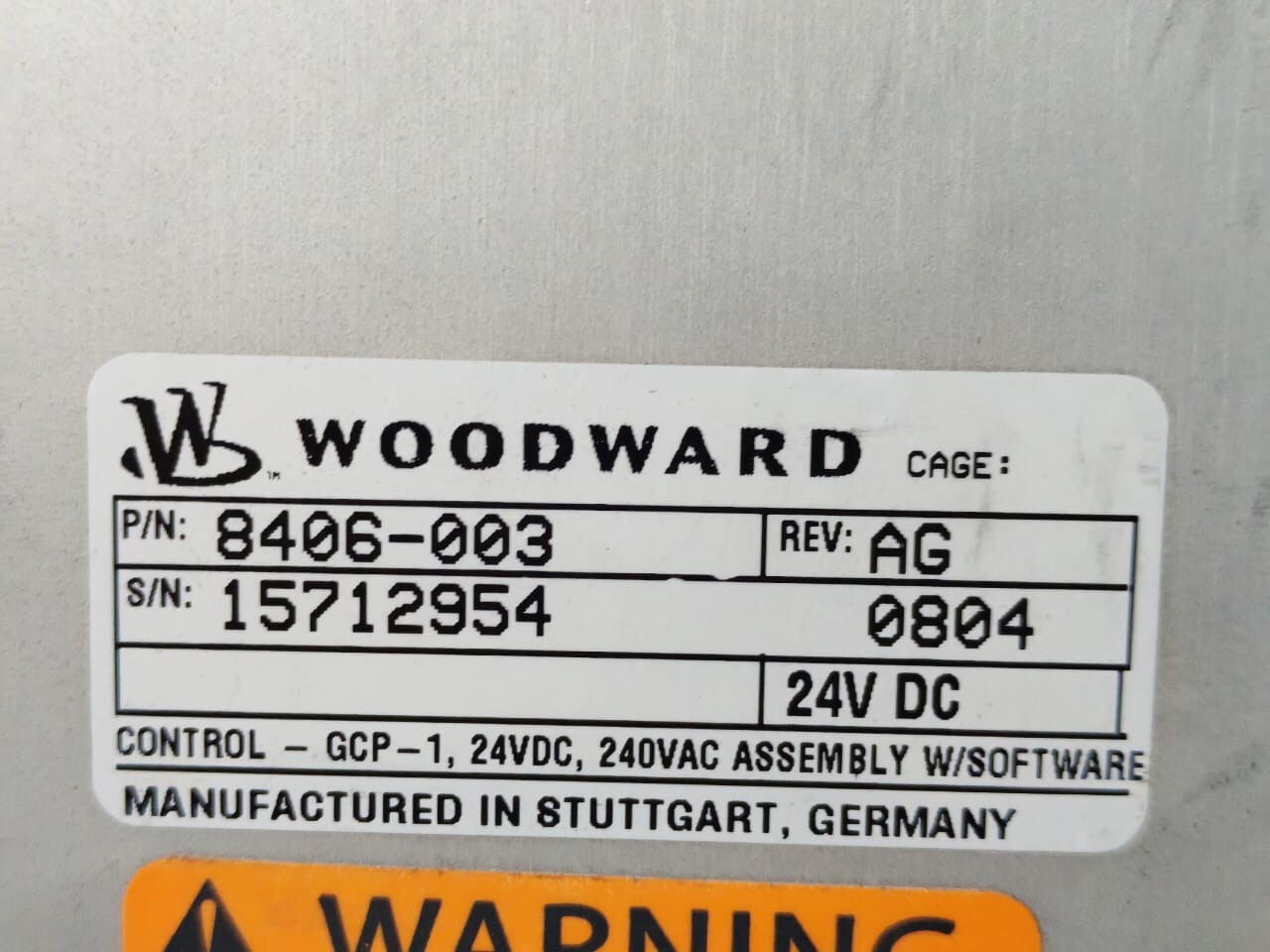 WOODWARD 8406-003 WOODWARD GEN PART 6000 8406-003 REV.AG CONTROLLER 24VDC 7
