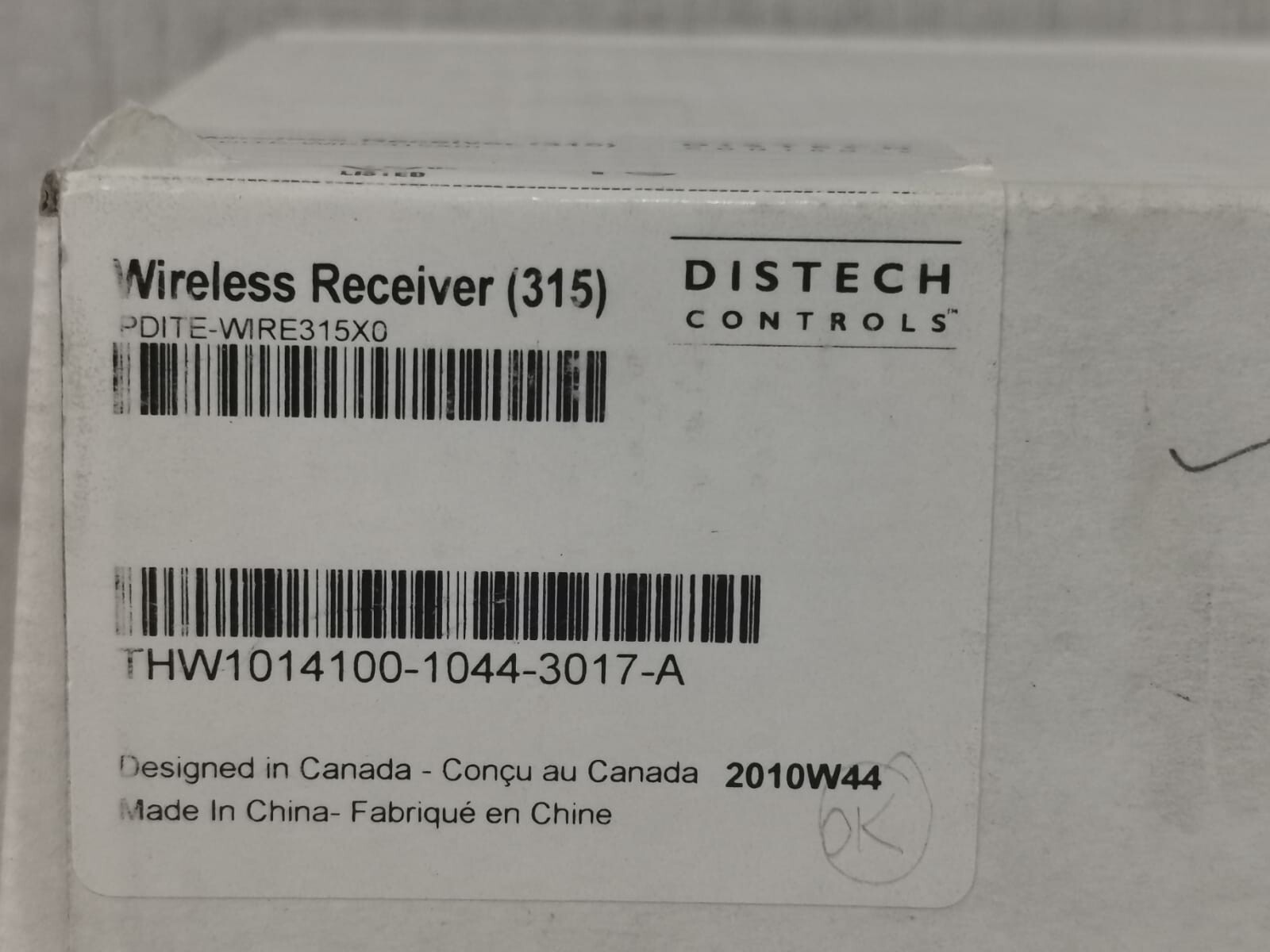 Distech Controls WIRES315X0 DISTECH CONTROLS PDITE-WIRES315X0 WIRELESS RECEIVER 315 4
