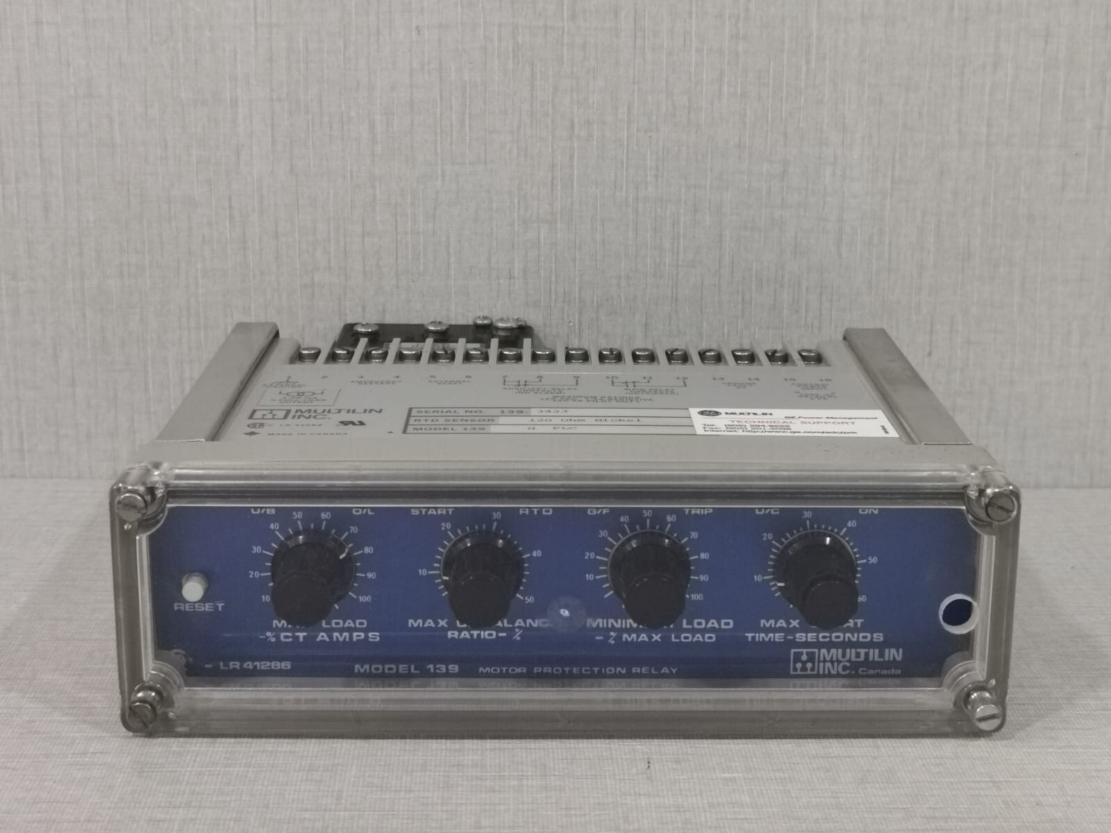 GE MULTILIN 139 H FLC -120 OHM MOTOR PROTECTION RELAY