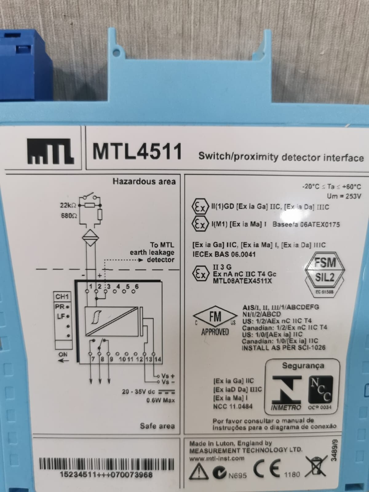 MTL MTL4511 MTL4511 Switch proximity detector interface 2