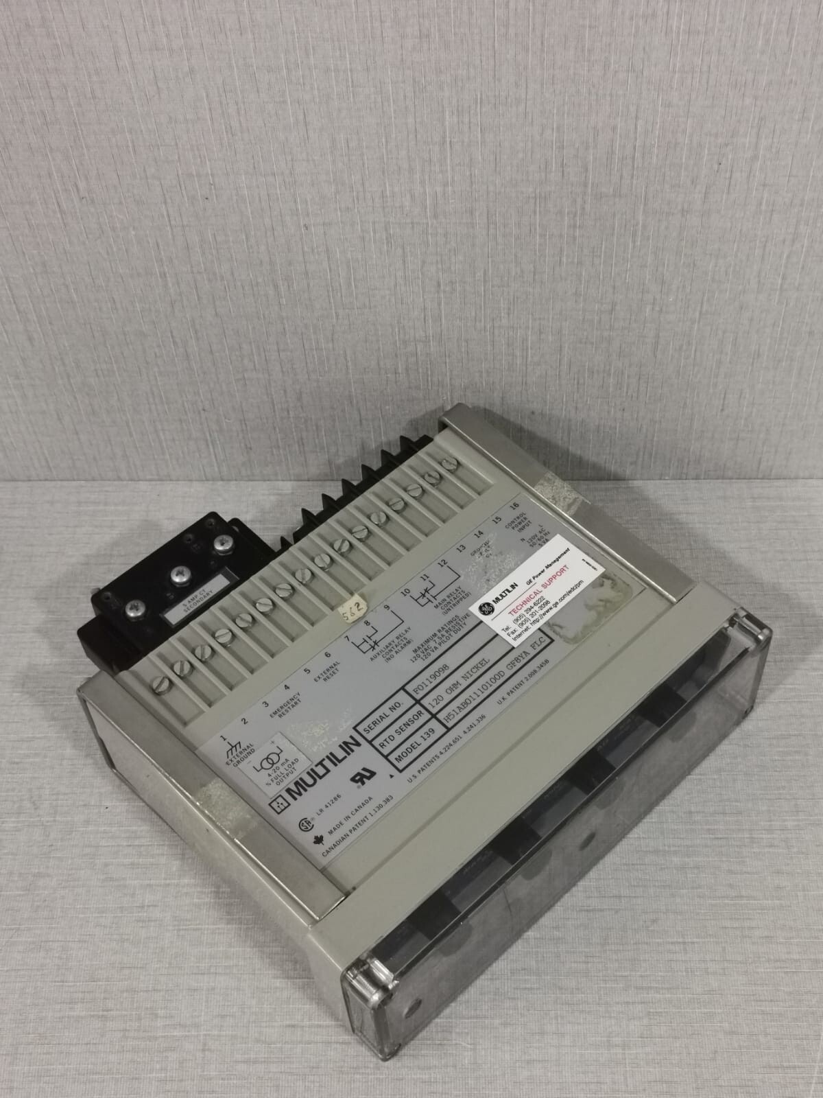 GE 139 H51AB01110100D GF8YA FLC GE MULTILIN 139 H51AB01110100D GF8YA FLC -120 OHM MOTOR PROTECTION RELAY 10