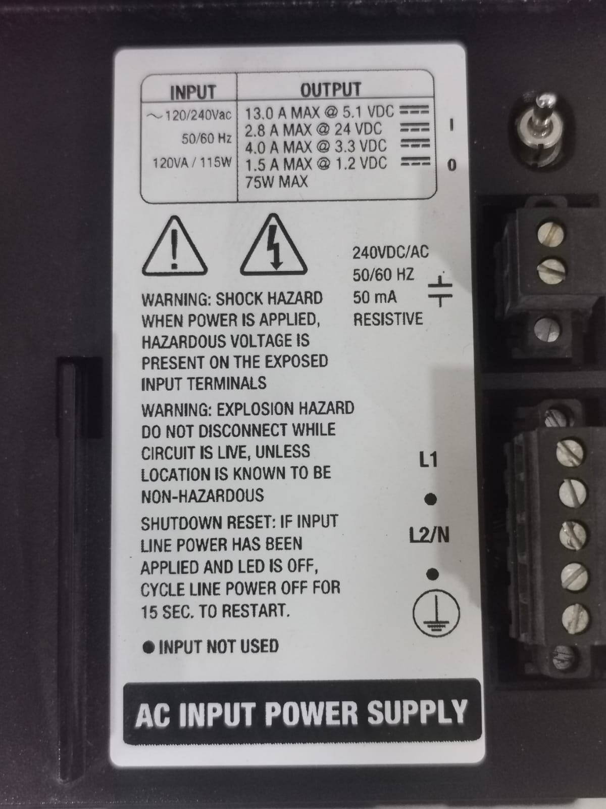 Allen-Bradley 1756-PA75R/A ALLEN-BRADLEY 1756-PA75R/A Ser. A CONTROLLOGIX AC REDUNDANT POWER SUPPLY 4
