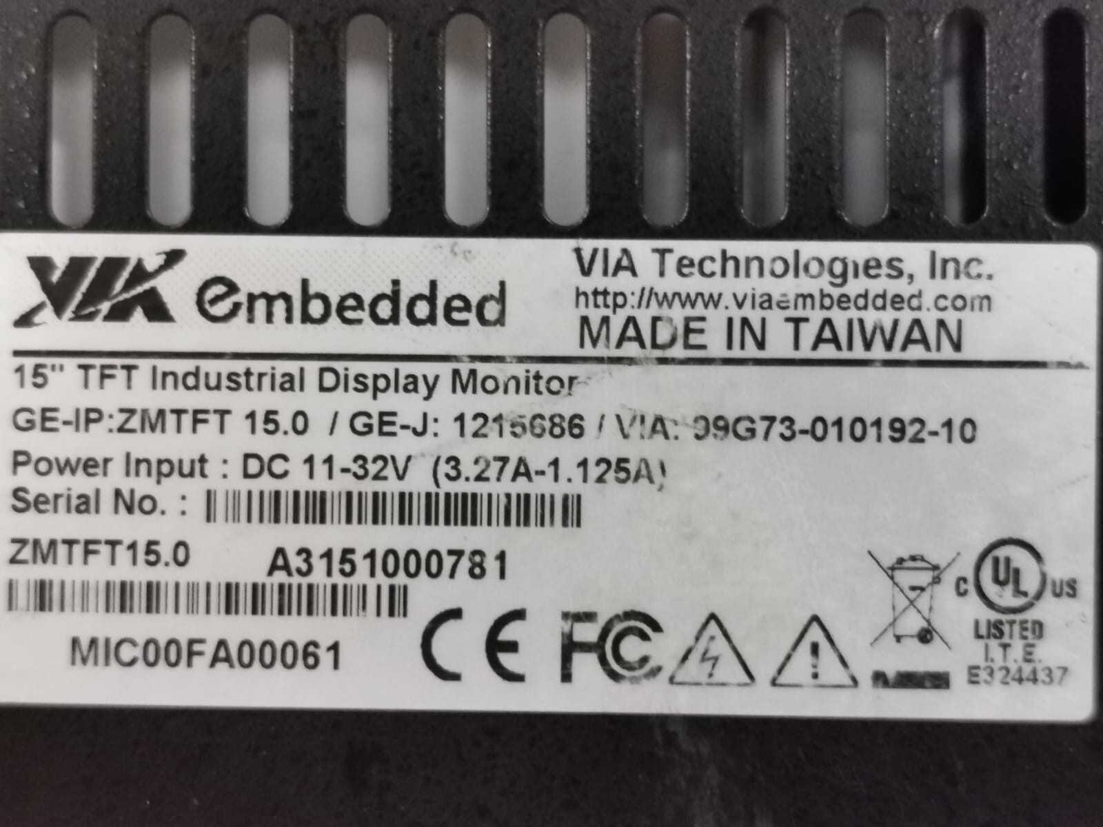 GE GE-IP :ZMTFT 15.0/ GE-J:1215686 GE GE IP:zmtft 15.0/ GE J:1215686 DIA.NEXT4 GE IP:zmtft 15.0/ GE J:1215686 15" TFT Industrial Display Monitor 4