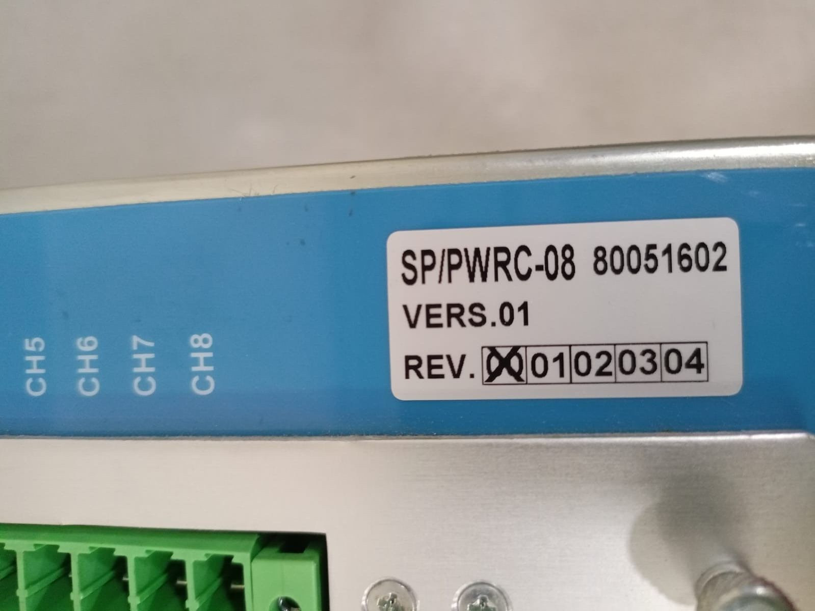SIPA SP/PWRC-08 80051602 SIPA PWRC-08 SP/PWRC-08 80051602 VERS.01 REV.00 SERVO POWER SUPPLY 3