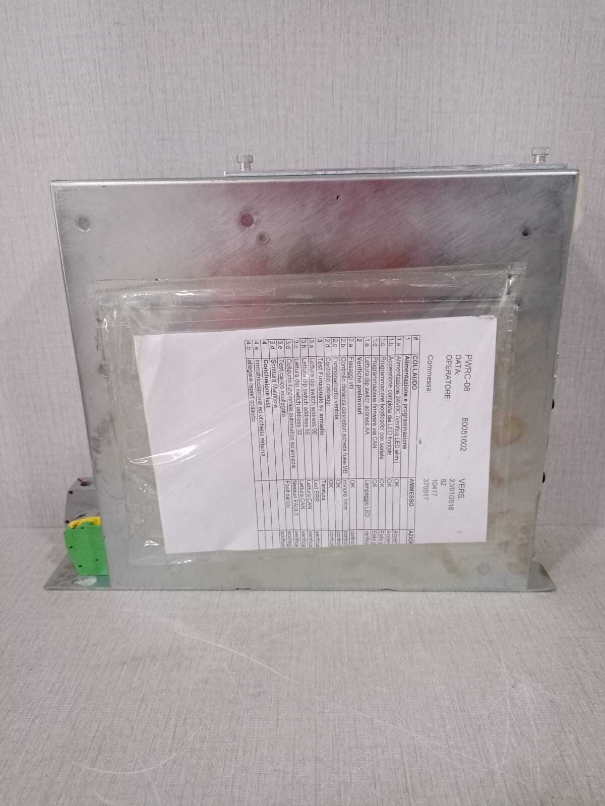 SIPA SP/PWRC-08 80051602 SIPA PWRC-08 SP/PWRC-08 80051602 VERS.01 REV.00 SERVO POWER SUPPLY 6