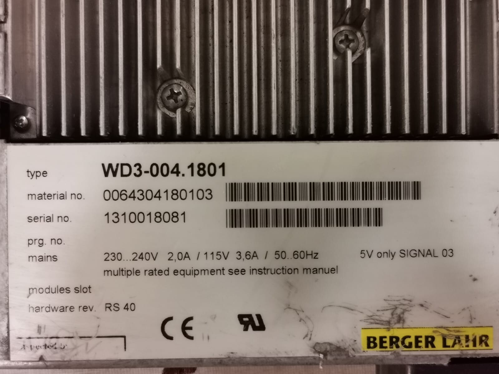 Berger Lahr 0064304180103 Berger Lahr Encoder WD3-004.1801 / Stepper Motor Drive 0064304180103 3