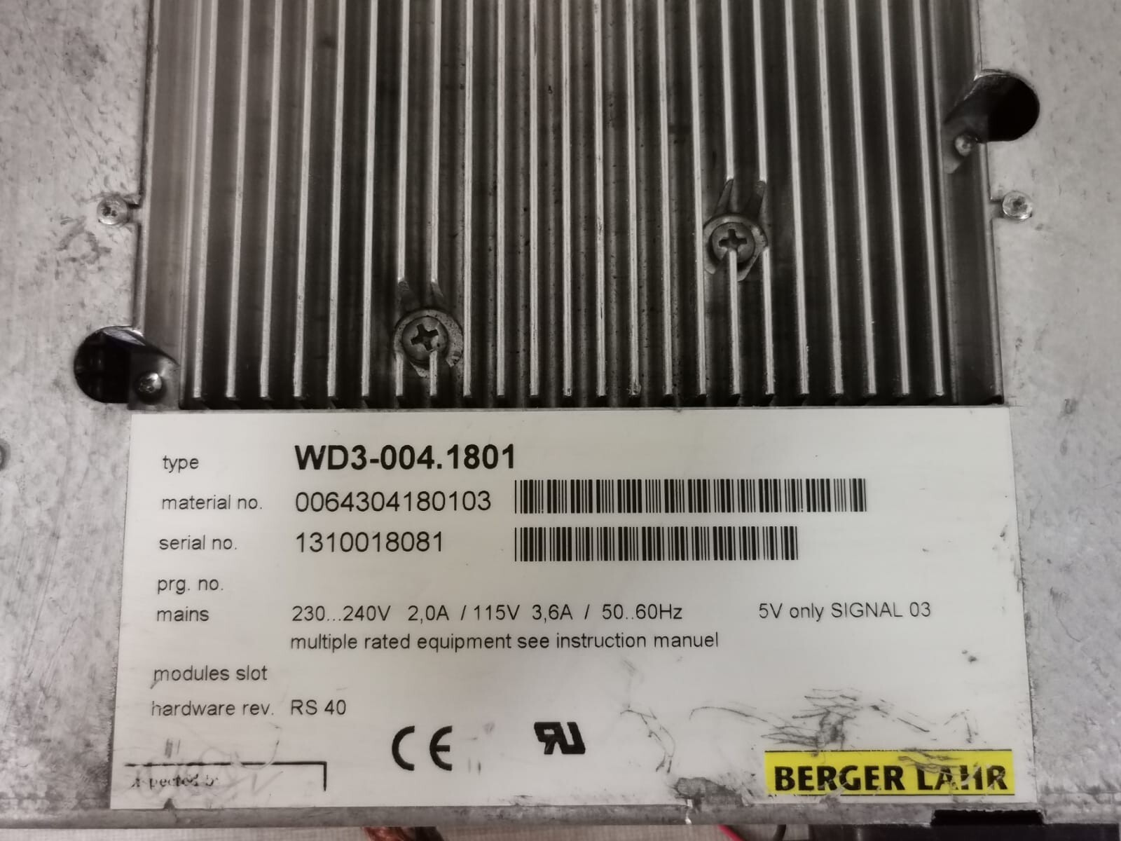 Berger Lahr 0064304180103 Berger Lahr Encoder WD3-004.1801 / Stepper Motor Drive 0064304180103 4