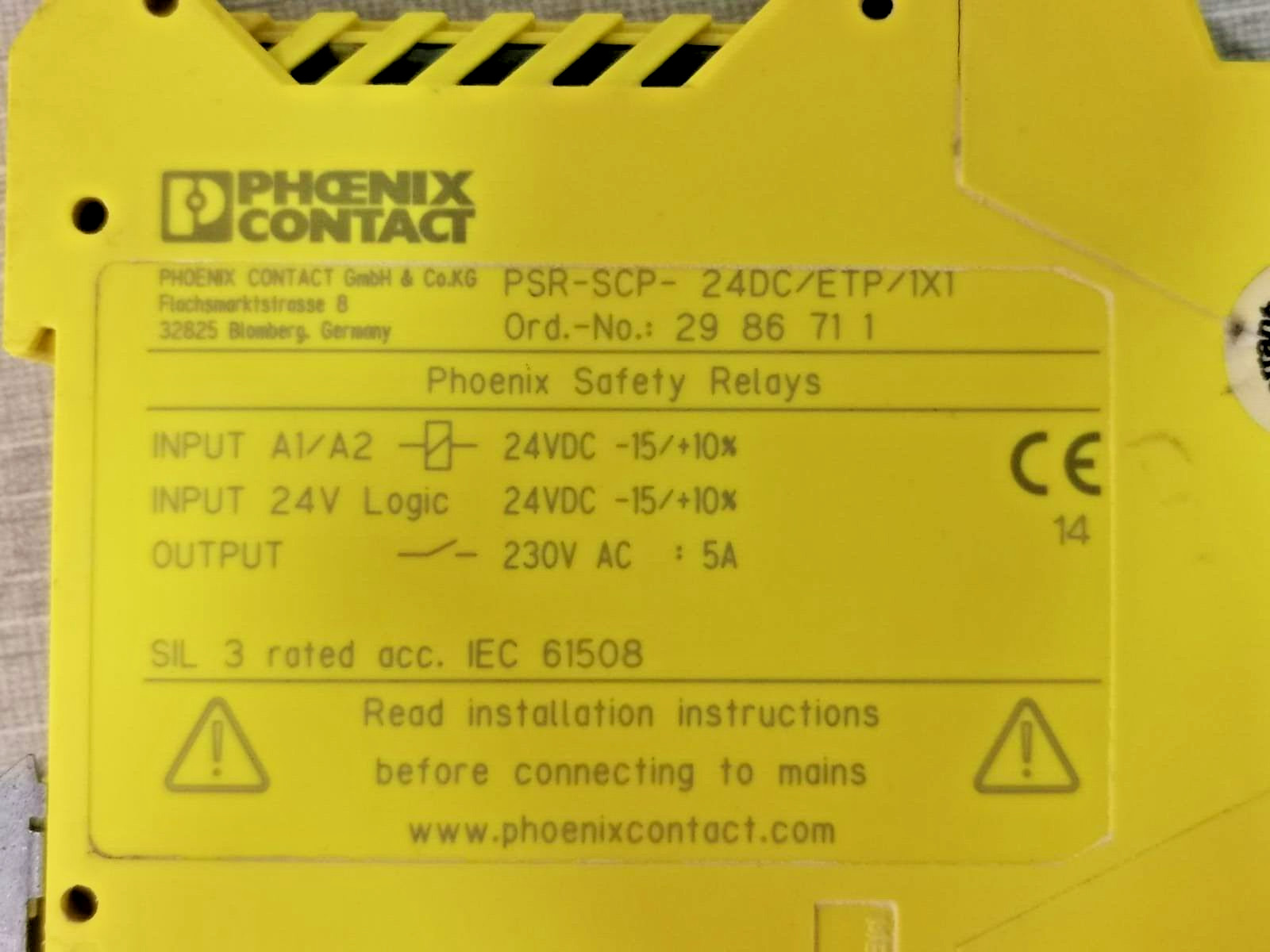 Phoenix Contact PSR-ETP PHOENIX CONTACT PSR-ETP/ PSR-SCP- 24DC/ETP/1X1 SAFETY RELAYS 3