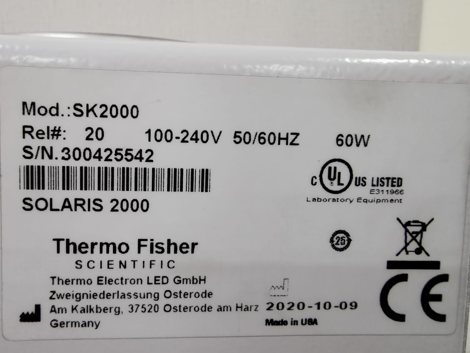 Thermo Scientific Solaris Shaker 2000 Series Thermo Scientific Model SK-2000 Solaris Shaker 2000 Series 3