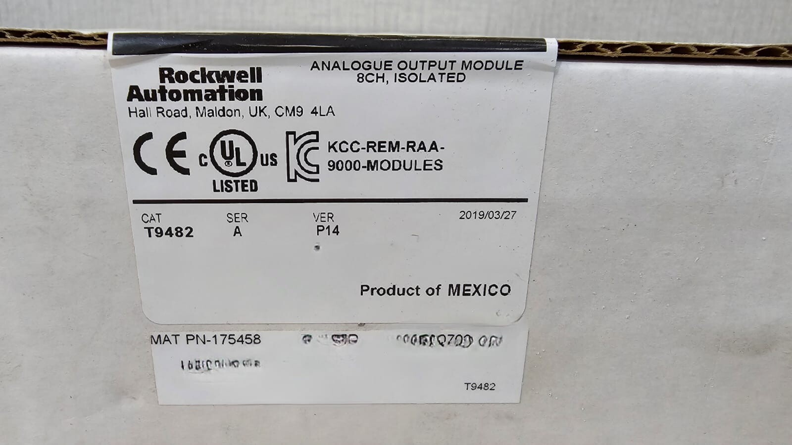 Rockwell Automation T9482 Rockwell Automation T9482 SER A VER P14 Analogue Output Module PN-175458 2