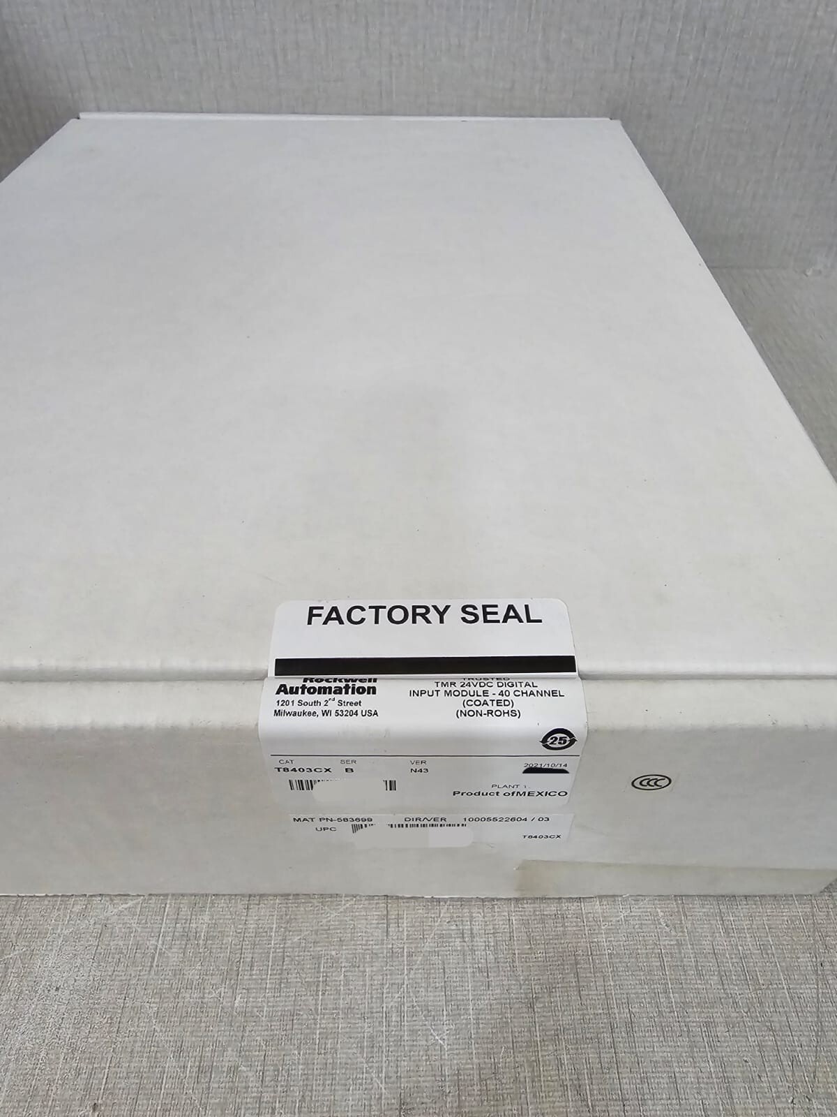 Allen-Bradley T8403CX ROCKWELL AUTOMATION T8403CX Ser. B Ver.N43 PN-583699 24VDC DIGITAL INPUT MODULE 4