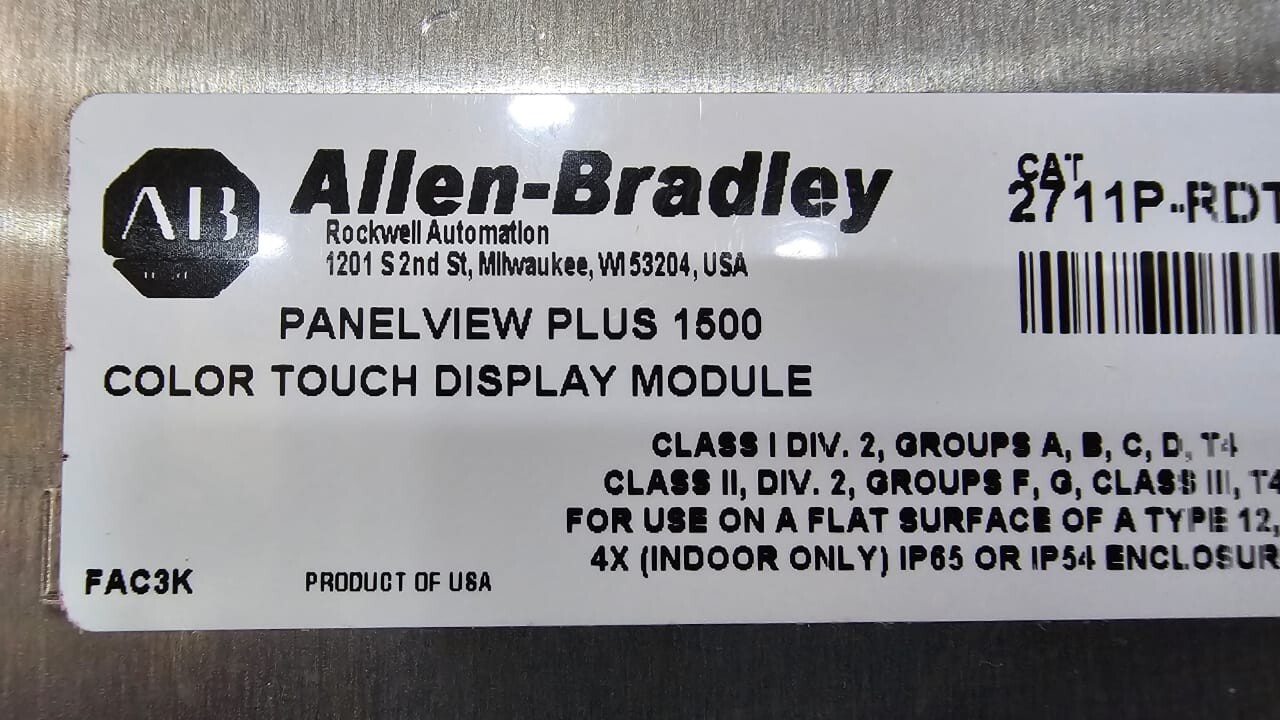 Allen-Bradley 2711P-RDT15C Allen Bradley 2711P-RDT15C Series C PanelView Plus 1500 Display module 4