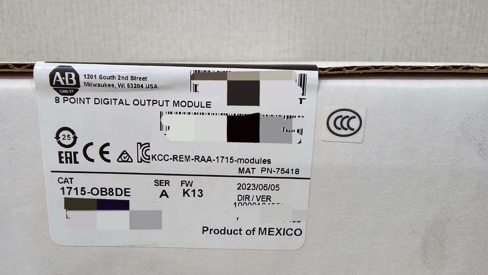 ALLEN BRADLEY 1715-OB8DE AB 1715-OB8DE Ser A FW K13 8 Point Digital Output Module 1715OB8DE PN-75418 2