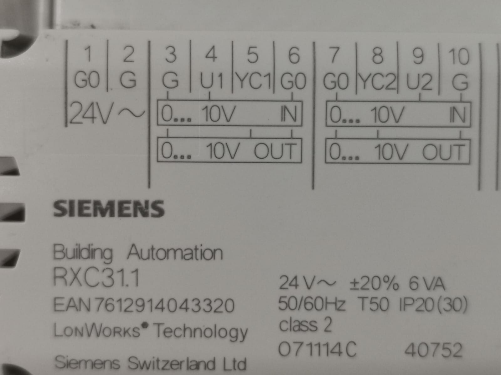 Siemens RXC31100031 SIEMENS RXC31.1 BUILDING AUTOMATION CONTROLLER 2