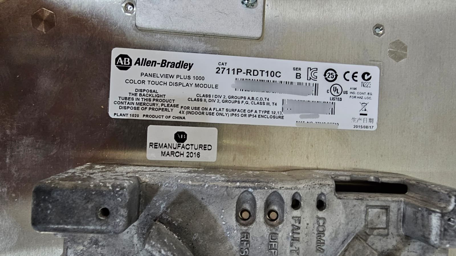Allen-Bradley 2711P-T10C4D9 & 2711P-RP9D PanelView Plus 1000 Assembled Terminal 2711P-T10C4D9 & Logic Module 2711P-RP9D 3