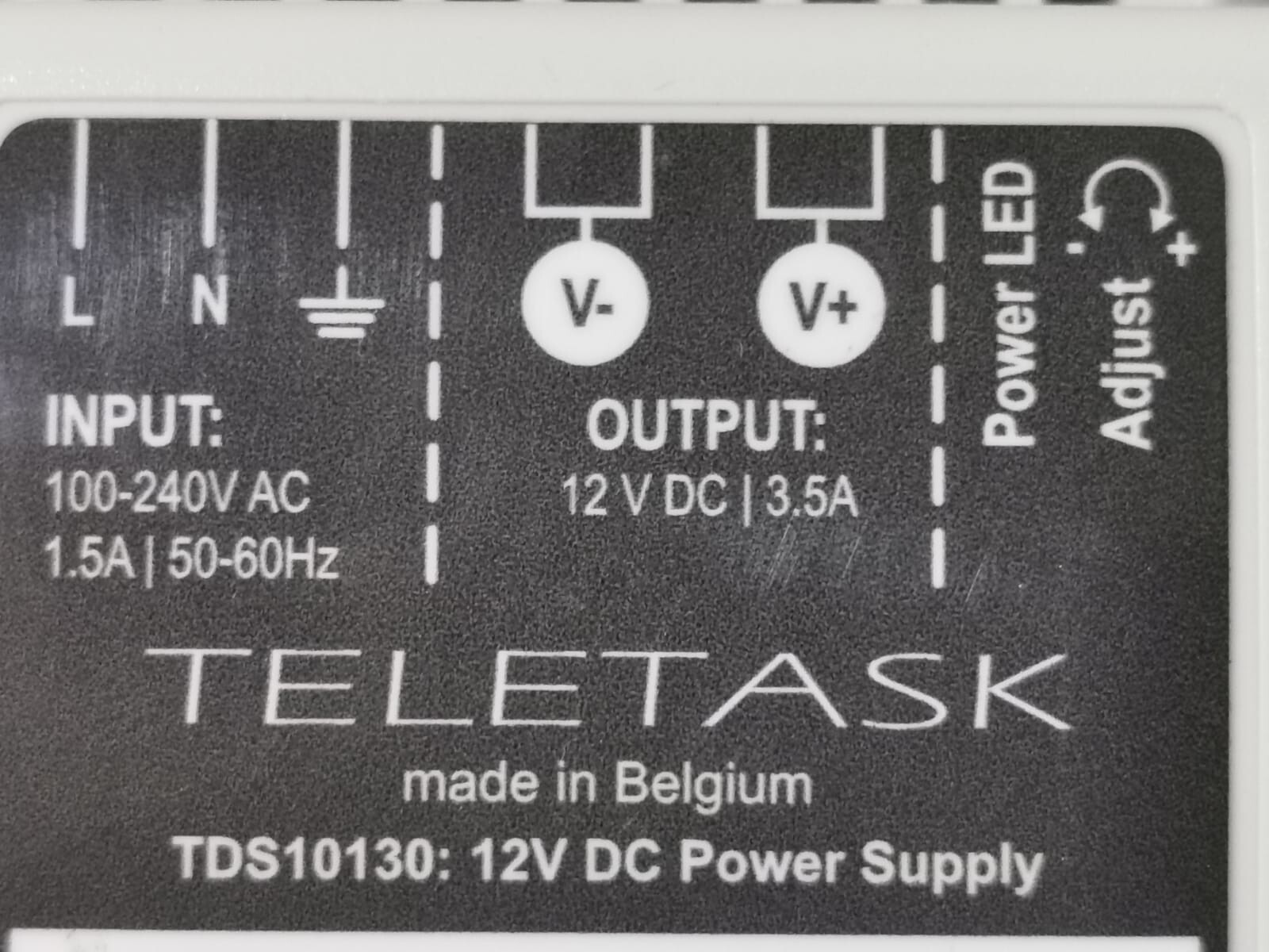 TELETASK TDS10130 TELETASK TDS10130 AUTOBUS POWER SUPPLY– 12V DC 3.5A 2