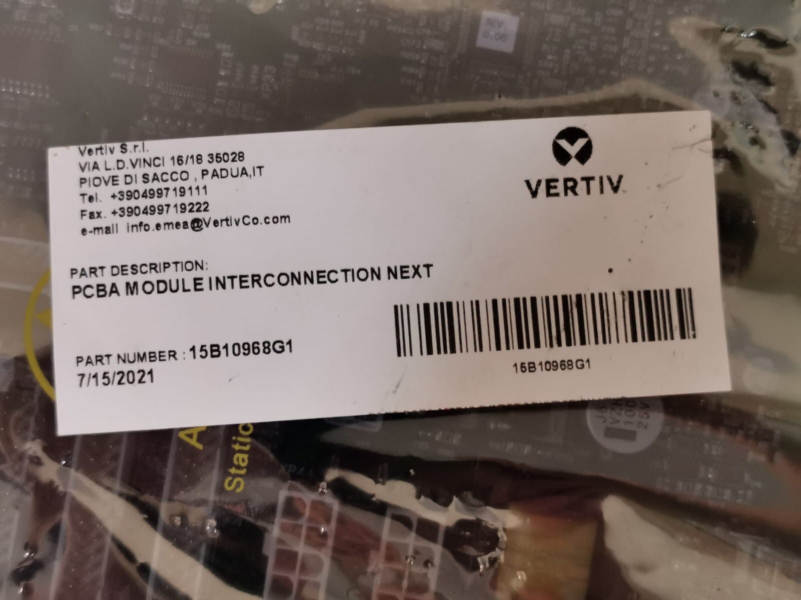 VERTIV 15B10968G1 VERTIV 15B10968G1 PCBA Module Interconnection Next Rev. 6 2