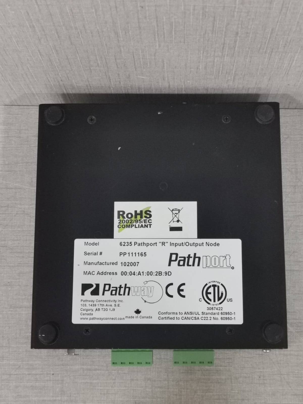 PATHWAY 6235 PATHPORT 6235 PATHPORT "R" INPUT/OUTPUT NODE 6