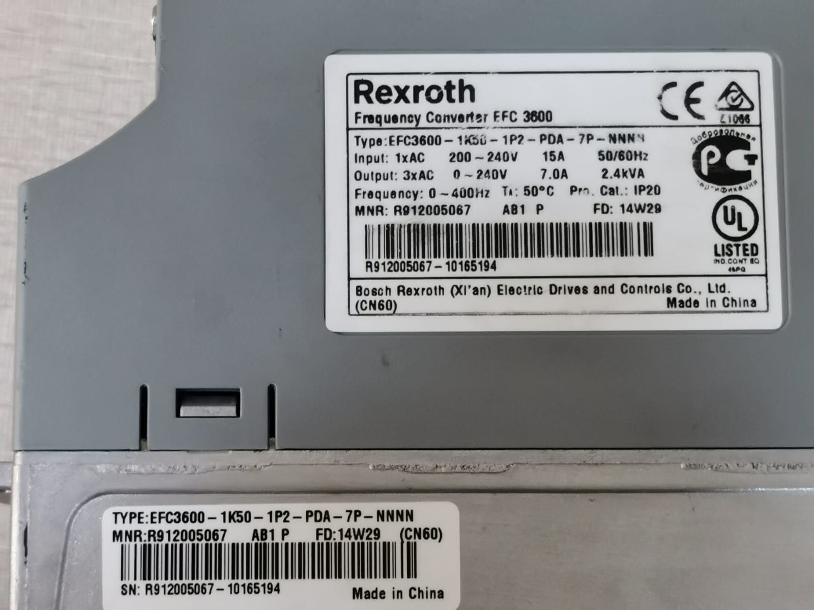 Bosch Rexroth EFC-3600 REXROTH EFC3600-1K50-1P2-PDA-7P-NNNN Frequency Converter EFC 3600 9