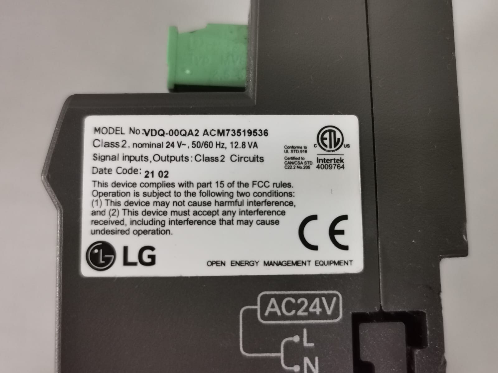 LG VDQ-00QA2 LG VDQ-00QA2 HVAC CONTROLLER /DISPLAY DATA CHANEL II 5