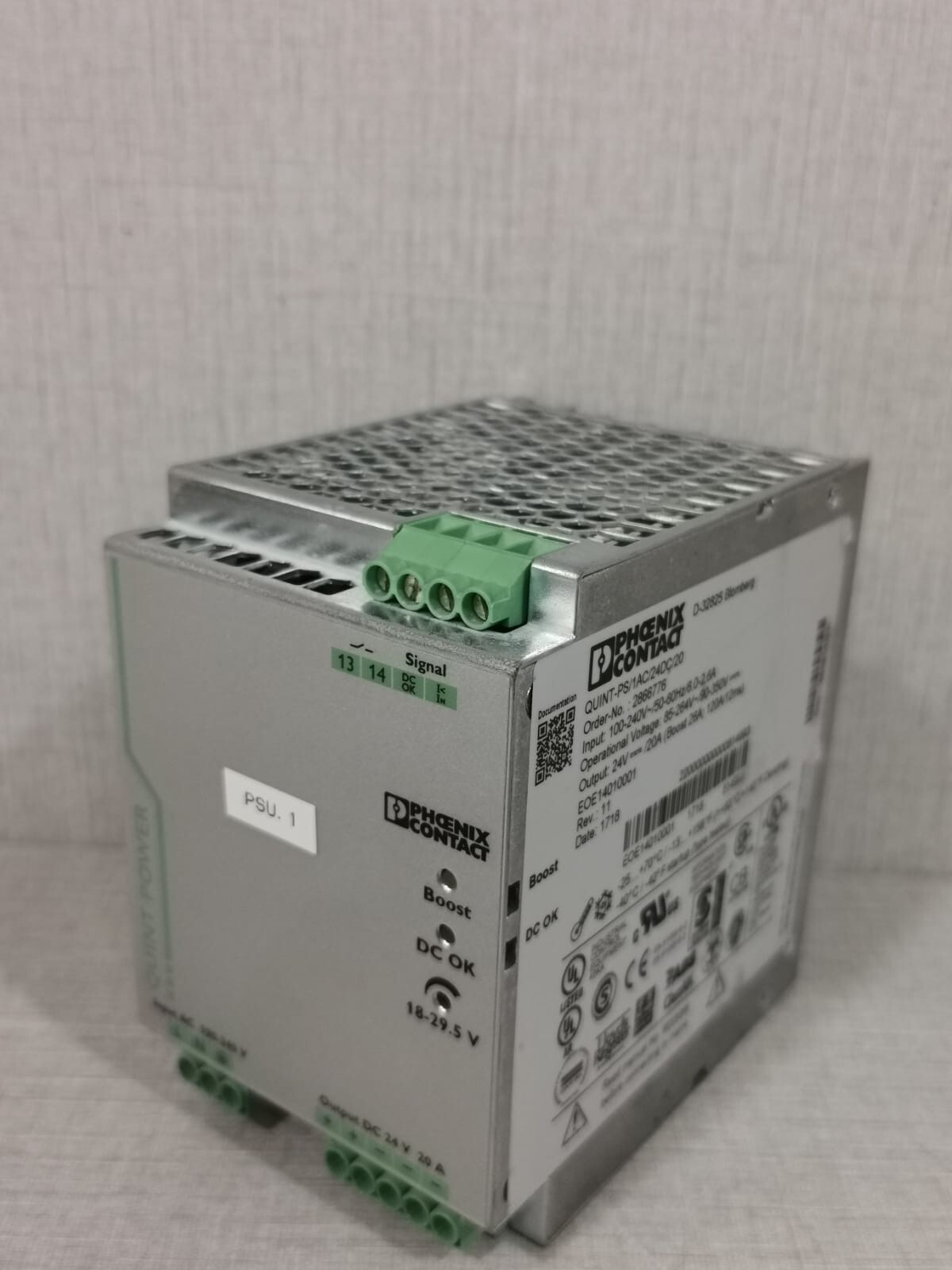 Phoenix Contact QUINT-PS/1AC/24DC/20 PHOENIX CONTACT QUINT-PS/1AC/24DC/20 REV.11 QUINT POWER 10
